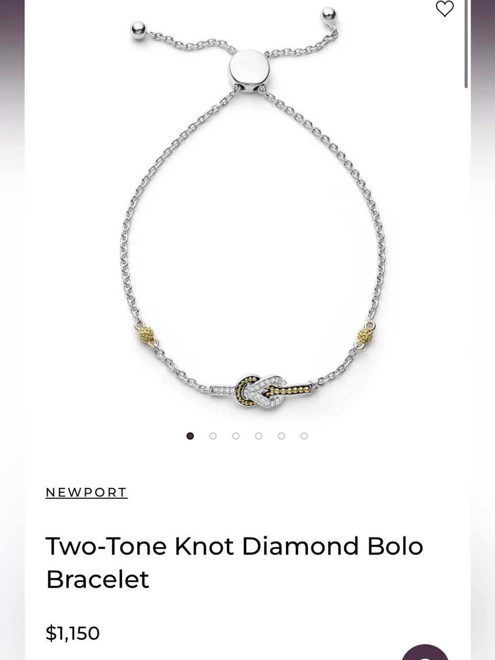 Two-Tone Knot Diamond Bolo Bracelet -M-